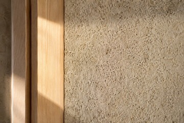 Hempcrete wall texture and timber frame detail, Benandarah NSW dwelling
